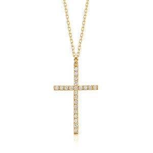 Colier "Cross" din argint si cristale