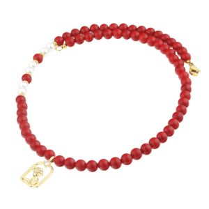Colier "Enchanted Rose" din jad  si perle de Mallorca