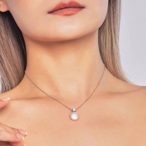 Colier "Noa" din argint, perla si cristal