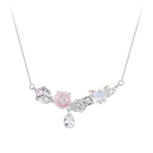 Colier "Sophistipink" din argint si cristale