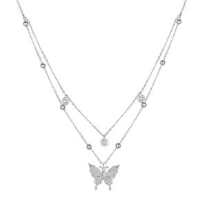 Colier "Daring Butterfly" din argint si cristale