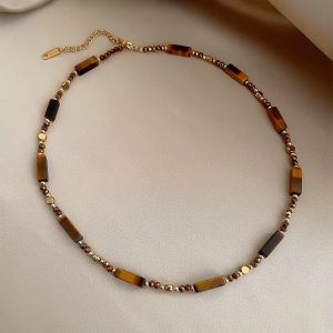 Colier "Caramel" din ochi de tigru si cristale