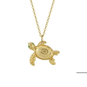 Colier "Golden Turtle" din argint placat cu aur