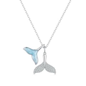 Colier "Mermaid Tail" din argint si cristale