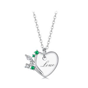 Colier "Love Twig" din argint si cristale