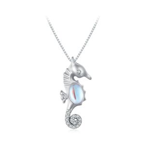 Colier "Seahorse" din argint si cristale