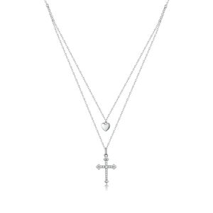 Colier "Heart and Cross" din argint si cristale