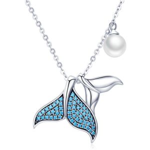 Colier "Whale Tails" din argint si cristale