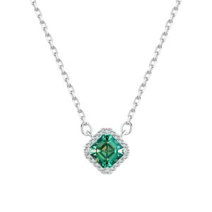Colier "Emerald Spark" din argint si Moissanite 