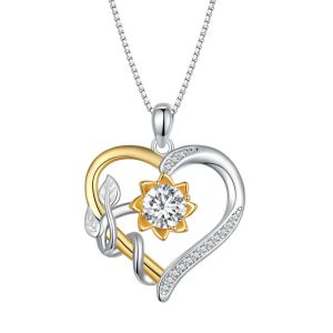 Colier "Sunflower Love" din argint si Moissanite