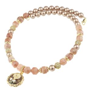 Colier "Gilded Beauty" din perle de Mallorca si piatra lunii