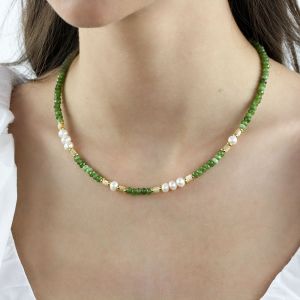 Colier "Forest Nymph" din jad si perle naturale