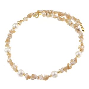 Colier "Sahara" din sidef si perle naturale