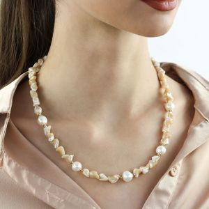 Colier "Sahara" din sidef si perle naturale