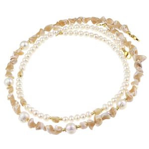 Set doua coliere"Sahara" din sidef si perle naturale