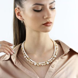 Set doua coliere "Sahara" din sidef si perle naturale