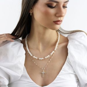 Set doua coliere "Crystal Faith" din perle naturale si cristale