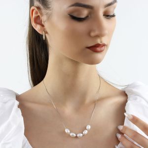 Colier "Merengue" din argint si perle