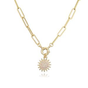Colier "Crystal Sun" placat cu aur