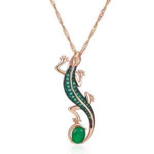 Colier "Iguana" placat cu aur roz