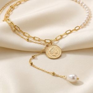 Colier "Elisabeth" din alama placata cu aur