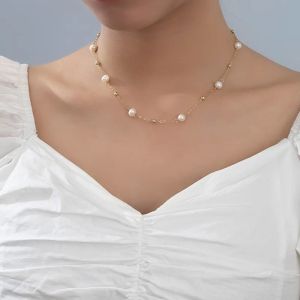 Colier "Maracena" din perle naturale si lant