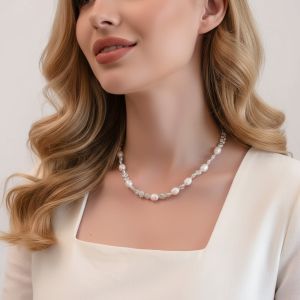 Colier "Silver Veil" din alama argintie