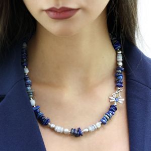 Colier "Scilla" din lapis lazuli si acvamarin
