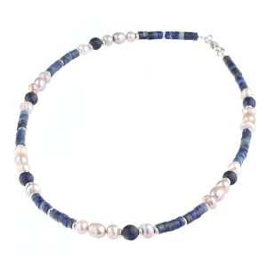 Colier "Quartz" din lapis lazuli si perle