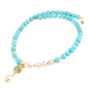 Colier "Naturally" din turcoaz si perle de Mallorca