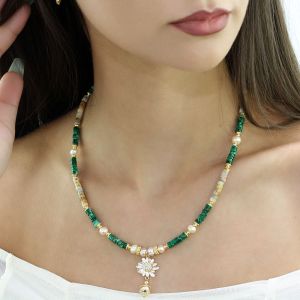 Colier "Chamomile" din jasp si agat crazy