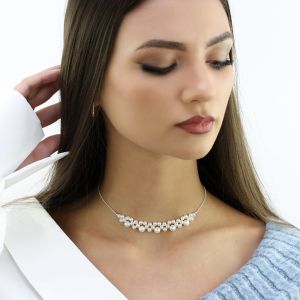 Colier "Dentelle" din perle de Mallorca si argint