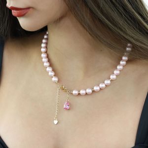 Colier "Pink Velvet" din perle de Mallorca