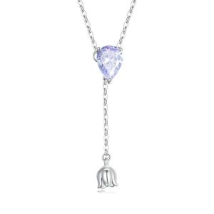 Colier "Lilac Dangle" din argint si cristale