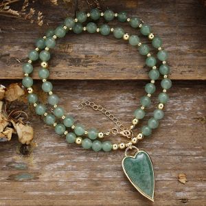 Colier "Gatria" din cuart verde