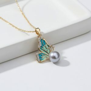 Colier "Papillon Vert" placat cu aur