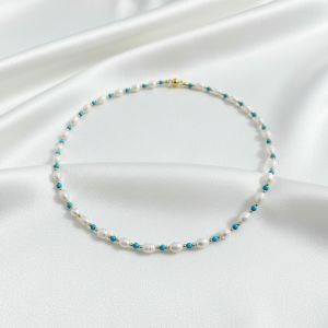 Colier "Seavelle" din perle naturale si turcoaz