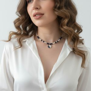 Colier "Cosmic Lapis" din perle si lapis lazuli