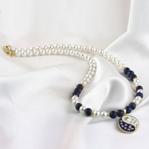 Colier "Cosmic Lapis" din perle si lapis lazuli