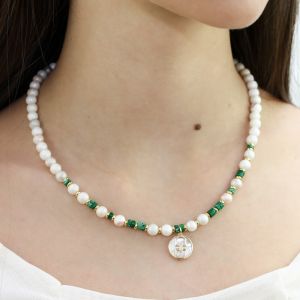 Colier "Floral Jade" din jad si jasp