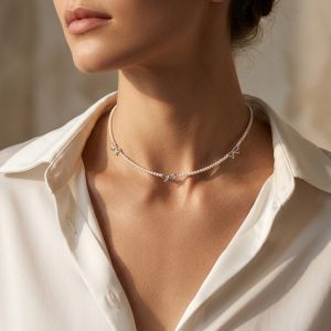 Colier "Milky Chic" din perle cu fundite