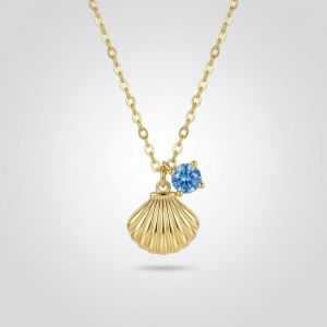 Colier ''Golden Shell'' din argint si zirconiu
