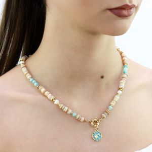 Colier "Celestia" din sidef si amazonit