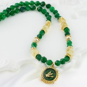 Colier "Jade Wings" din jad Taiwan si citrin