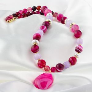 Colier "Berry Dream" din agat lace si jad