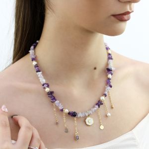 Colier "Mystic Purple" din ametist si perle