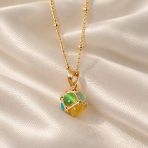 Colier "Pastel Aura" placat cu aur