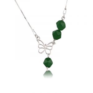 Colier „Butterfly” din argint si jad verde