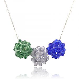 Colier trei culori din argint si cristale Swarovski