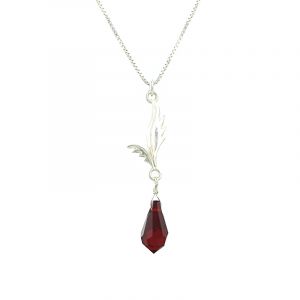 Colier aripa din argint si lacrima Swarovski